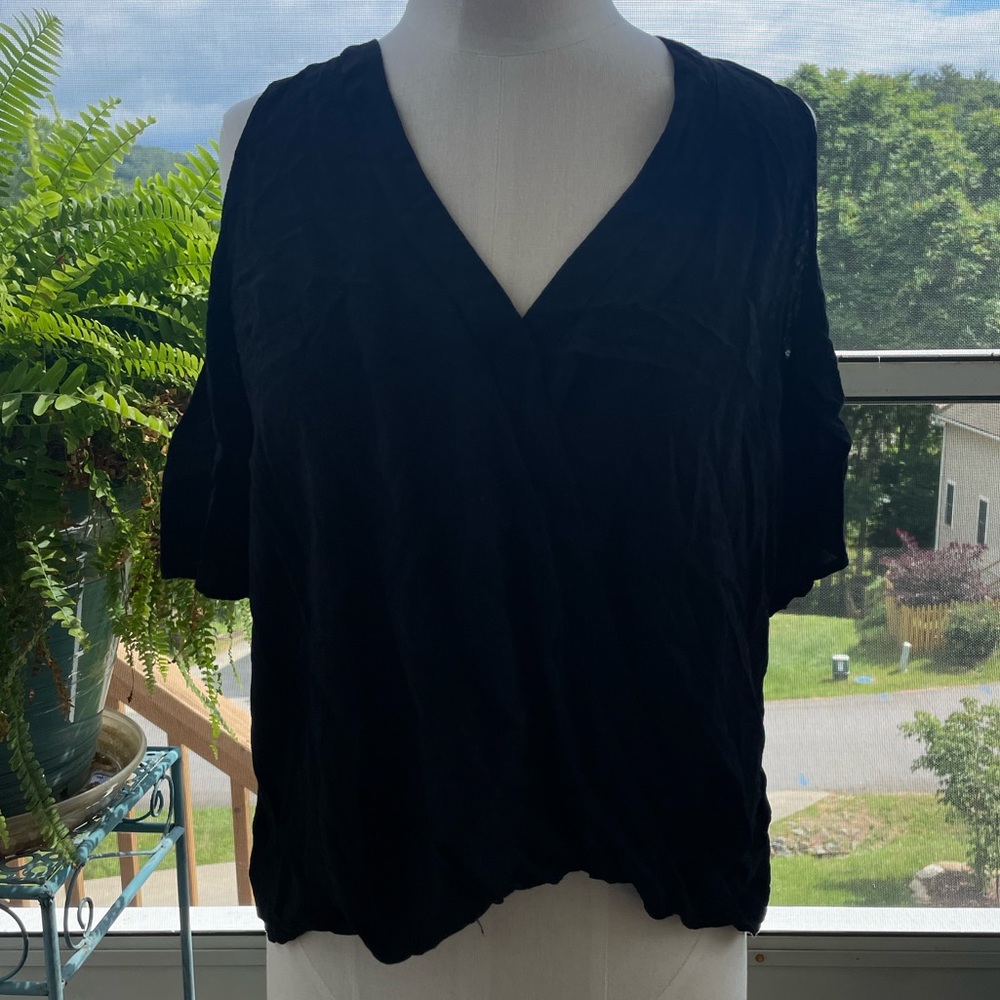 Flowy Black Shoulderless Top by Lush